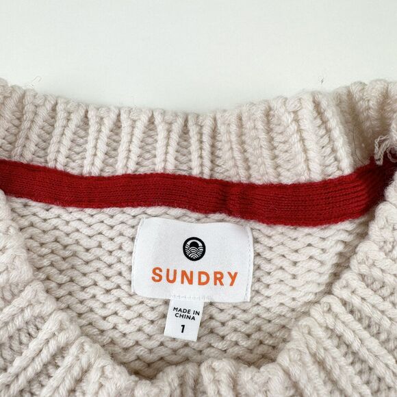 Sundry Stars Loose Knit Vanilla White Wool Blend Sweater Womens Sz 1 / S - Picture 7 of 9
